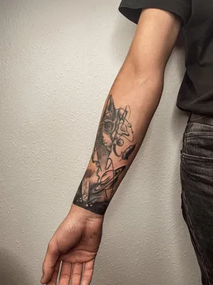Татуировка женская графика на плече лев - мастер Мария Котова 5638 | Art of  Pain