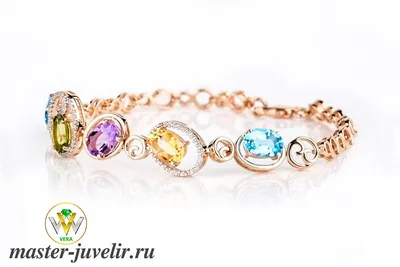 Золотой браслет с полудрагоценными камнями на заказ или купить в интернет  магазине в Москве, заказать в ювелирной мастерской