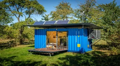 Modular houses from shipping containers with panoramic windows - YouTube