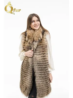 Длинный Меховой тканый жилет из меха енота, новинка 2021, зимняя белая  женская куртка с V-образным вырезом | AliExpress