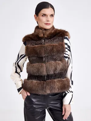 Жилет из меха норки с капюшоном Matsoco Furs NE-17400