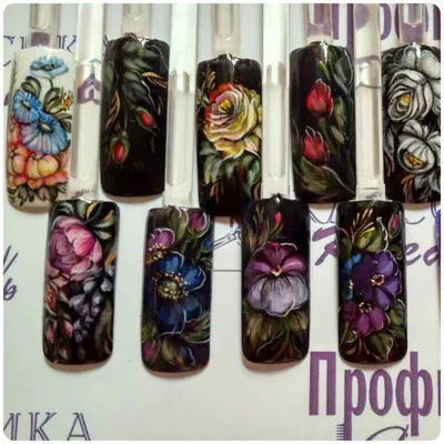 simple and quick nail design don't Zhostovo and Khokhloma Swipe flowers  nail design - YouTube