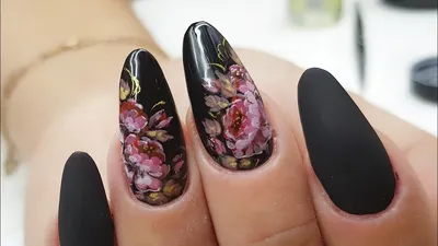 Nail design speed Zhostovo painting. Zhostovo in nail design. How to do  amazing russian design. - YouTube