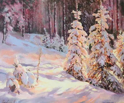 Графика «Зима. Рассвет». Размер: 30x21 (см). Автор Петрова Евгения - Купить  онлайн с доставкой в онлайн-галерее Artcenter.by