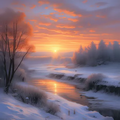 Зимний лес рассвет - 74 фото