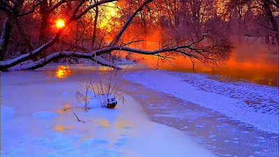 Зимний закат природа (57 фото) - 57 фото