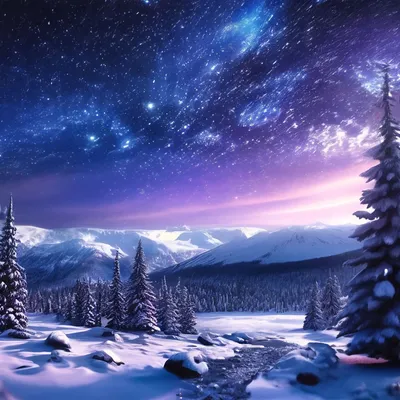Зимнее Небо - фотообои на заказ по цене интернет магазин arte.ru. Заказать  обои Зимнее Небо (23374)