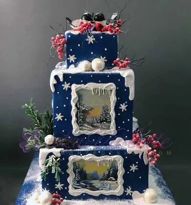 Торт праздничный Зимний пейзаж. Премиум | Торталина - Изготовление тортов  на заказ