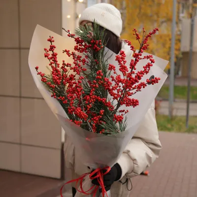 Букет из натуральной хвои | зимний букет с белыми розами
