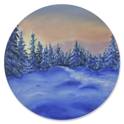 Картина маслом \"Зимний лес\" — В интерьер