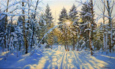 Картина «Зимний лес.» Холст, Масло 2022 г.