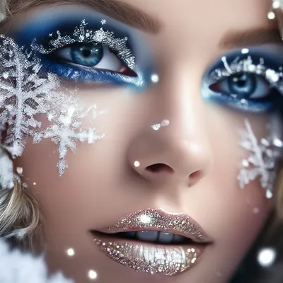 Красивая девушка и лицо X27;s Креативный зимний макияж Стоковое Фото -  изображение насчитывающей шерсть, фантазия: 114898182