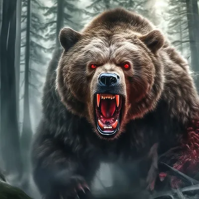 Огромный и злой медведь гризли с …» — создано в Шедевруме