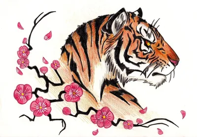 животное злой тигр виниловый ковер - TenStickers