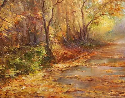 Купить картину на подрамнике «Золотая Осень в Лесу» 50 x 40 см - gamestil.ru