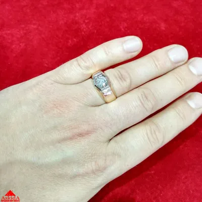 Мужское золотое кольцо Aquamarine 960660k-G-a с сапфиром, бриллиантами —  купить в AllTime.ru — фото