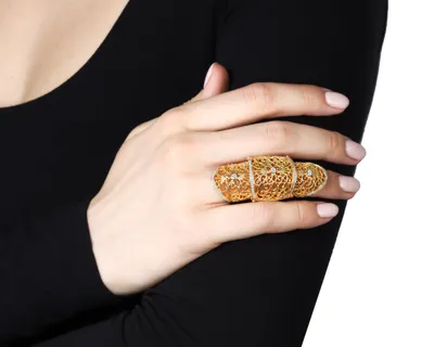 Кольцо на весь палец \"Греция\" с камнями купить от 28849 грн | EliteGold.ua