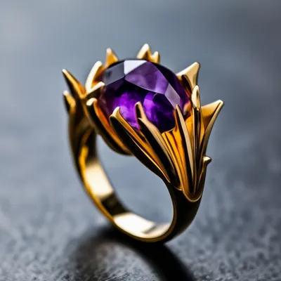Золотое кольцо с аметистом и бриллиантами. Артикул: Ф35722