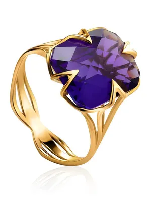 Кольца :: Кольца из золота :: Кольца из золота Аметист :: Крупное золотое  кольцо с фиолетовым аметистом