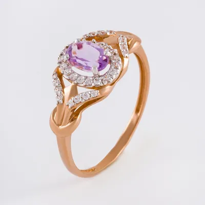 Купить золотое кольцо с аметистом по цене 29 501,25 руб. в интернет  магазине Золотое время