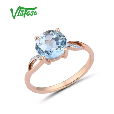 Женское кольцо с голубым топазом VISTOSO | AliExpress