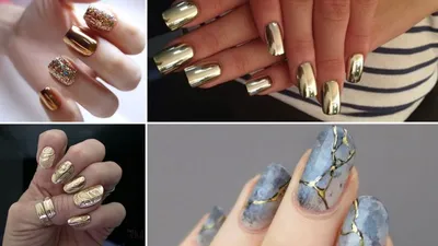 Золотой маникюр 2024-2025, модные ногти с золотом, фото ledysoveti.ru |  Manicura de uñas, Uñas postizas de gel, Manicura