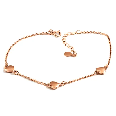 Золотой браслет с подвесками сердечками на тонкой цепочке (ID#1807833077),  цена: 5850 ₴, купить на Prom.ua