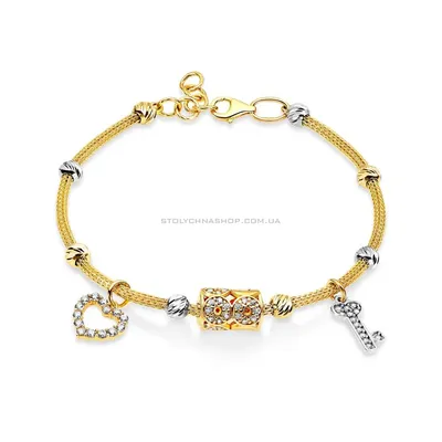 Золотой браслет с подвесками, размер 25,5 см Новый (ID#1650858956), цена:  11658 ₴, купить на Prom.ua