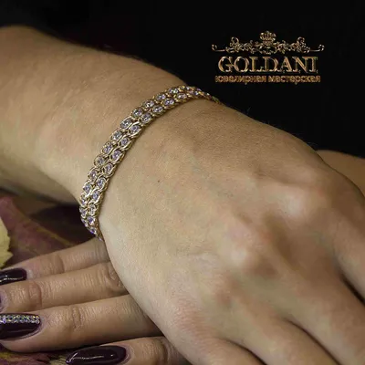 Золотой женский браслет Арабка с камнями 2 ряда (ID#1365654371), цена:  47780 ₴, купить на Prom.ua