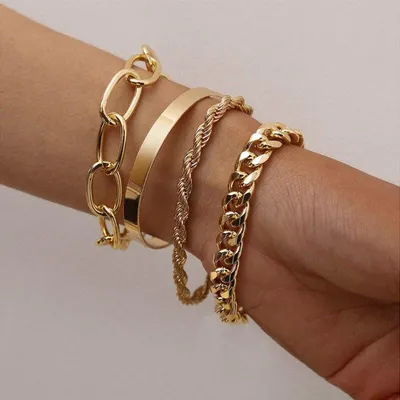 Новый богемный золотой браслет-цепочка, многослойный браслет, комплект для  девочек, тренд 2021, женские подвески, женский браслет, браслеты, ювелирные  изделия в стиле панк – лучшие товары в онлайн-магазине Джум Гик
