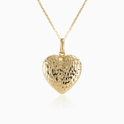 Объёмный золотой кулон-подвеска в виде сердца (Вес: 65 гр.) | Купить в  Москве - Nota-Gold