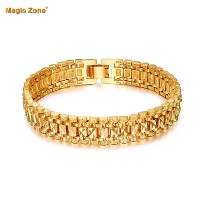 Мужской браслет, женское ювелирное изделие 12 мм, модный мужской браслет  золотого цвета, массивная цепочка, оптовая продажа Bileklik для мужчин P166  | AliExpress
