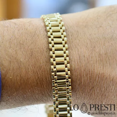 Мужской браслет Rolex с полужесткими звеньями весом 26,00 г из желтого  золота 18 карат - Lo Presti Jewelry