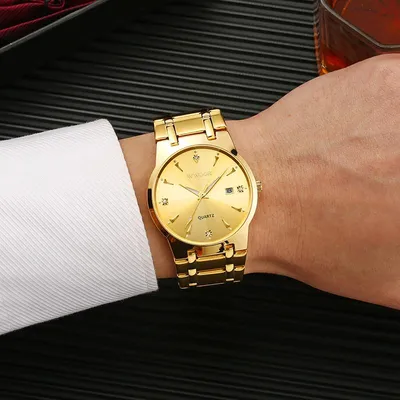 Купить 2023 WWOOR Мужские часы Лучший бренд класса люкс Бизнес Золотые часы  Мужские кварцевые водонепроницаемые золотые мужские наручные часы | Joom