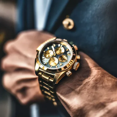 Золотые часы на руке у мужчины» — создано в Шедевруме