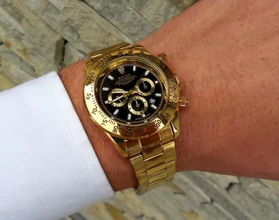 Мужские кварцевые часы Rolex Daytona (Ролекс) золотые черный циферблат  (ID#1443403038), цена: 1249 ₴, купить на Prom.ua