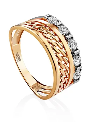 Кольца :: Кольца из золота :: Кристалл :: Широкое золотое кольцо в  современном дизайне