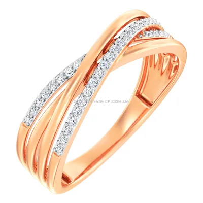 Помолвочное кольцо из красного золота с камнями Swarovski АРТ t142015549*70