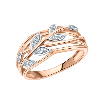 Золотое кольцо переплетение , кольцо из красного золота, кольцо женское , кольцо  золотое, кольцо