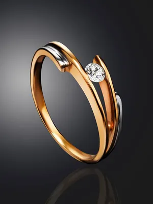 Кольца :: Кольца из золота :: Кристалл :: Тонкое золотое кольцо необычной  формы с кристаллом
