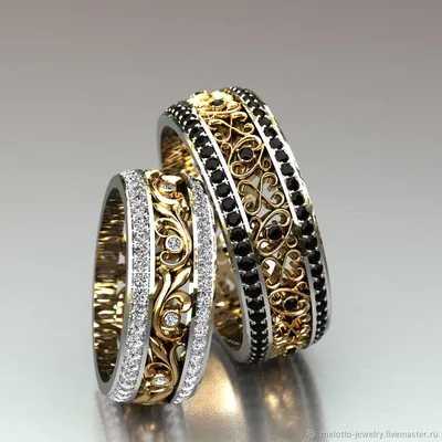 4372 | Обручальное кольцо с черными бриллиантами в торце - купить в Москве  | цена от ювелирной мастерской BENDES | 4372