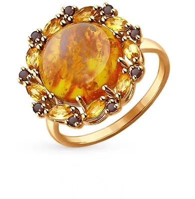 Кольцо с янтарем - купить в интернет-магазине | GoldSteel.ru