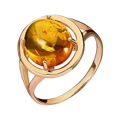 Изящное золотое кольцо 585 пробы «София» со вставкой коньячного янтаря в  интернет-магазине янтаря