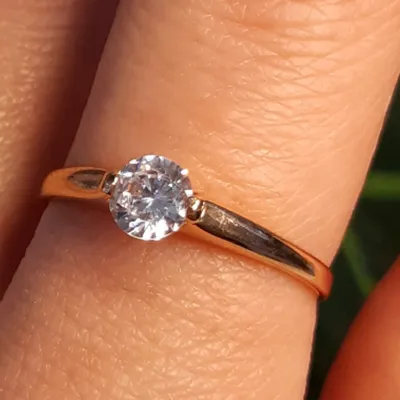 Золотое кольцо с цирконием - Золотое кольцо с одним камнем (ID#82692070),  цена: 3270 ₴, купить на Prom.ua