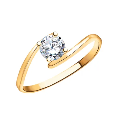 Золотое кольцо с одним камнем Амели, 119160
