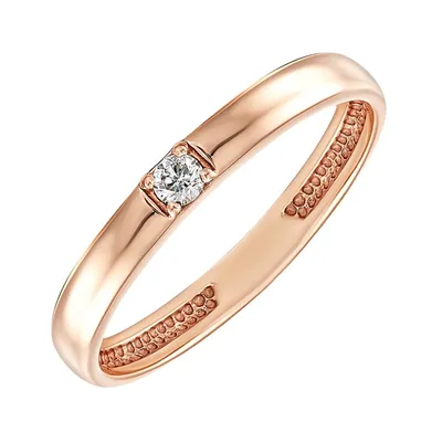 Обручальное кольцо из желтого золота с бриллиантом на заказ