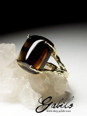 Золотое кольцо с раухтопазом код 8714