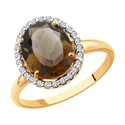 Золотое кольцо SOKOLOV 714971 с фианитом и раухтопазом: Золото 585° пробы —  купить в ювелирном интернет-магазине Diamant