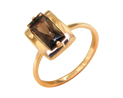 Золотое кольцо с раухтопазом (дымчатым кварцем) — Покровский ювелирный завод