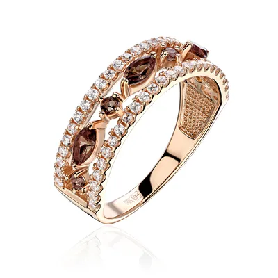 Золотое кольцо с раухтопазом, фианитами 01К3113962-1 купить по цене от  24840 руб. в интернет-магазине The Jeweller